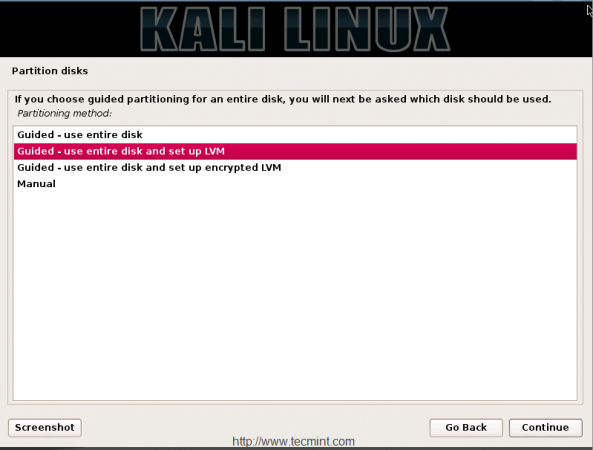Kali Linux installaton process guide