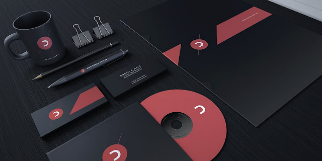 mockup  psd : Corporate.DVD1 - Black_Stationery_Branding_Mock-Up