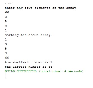 java: sorting and displaying largest and smallest number- using java