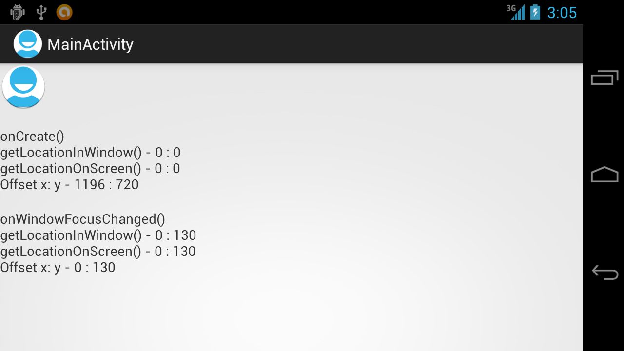 Androider Error of getLocationInWindow() and getLocationOnScreen()