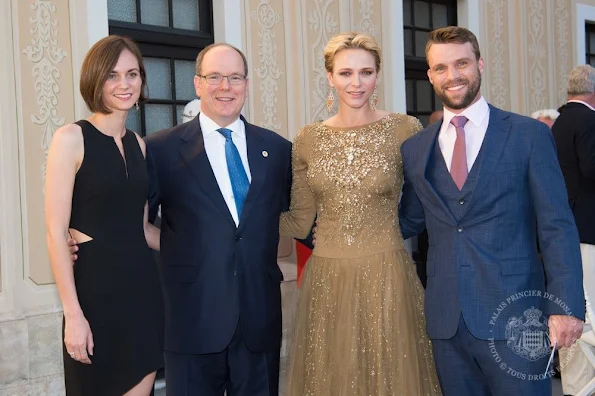 Prince Albert and Princess Charlene of Monaco held a reception for actors at the Prince's Palace