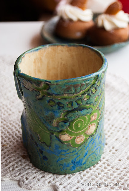 ceramic, clay, flower motives, blue, keraamika, glasuuritud savi, tops