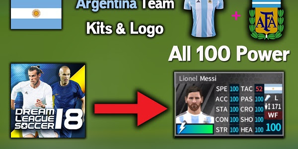 DLS Argentina Kits and Logo All 100 Power Dream League Soccer 2018/2019