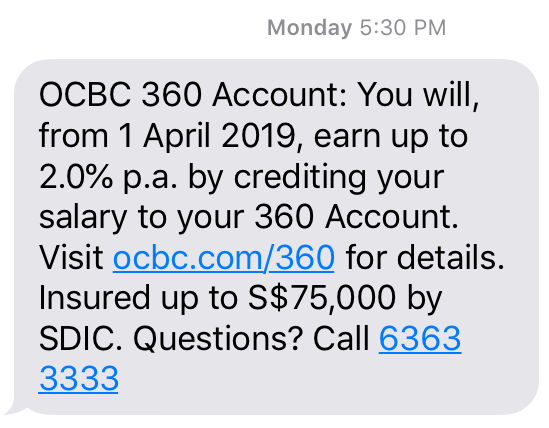 Increment Of Salary Bonus For Ocbc 360 Account From 1 April 2019