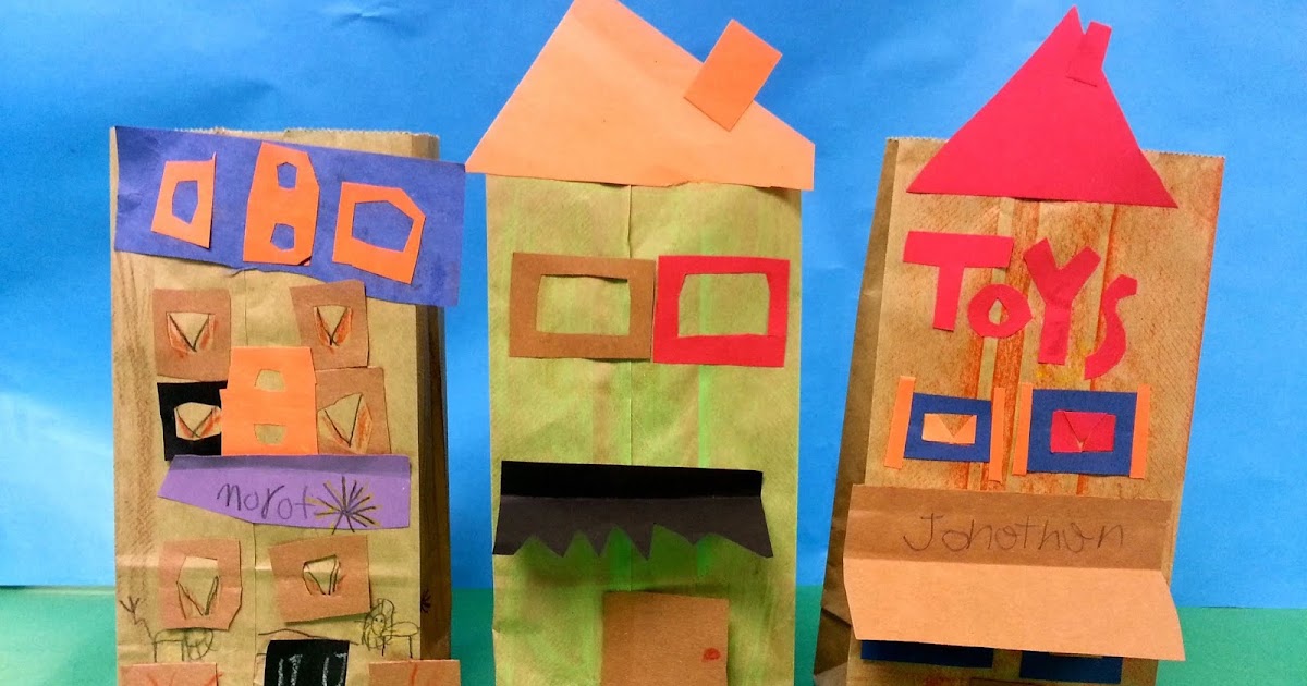 Paper Bag Buildings (1st) Art with Mrs. Nguyen