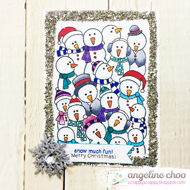 ScrappyScrappy: Frozen Fellowship with Newtons Nook Designs #scrappyscrappy #newtonsnookdesigns #papercraft #card #cardmaking #frozenfellowship #copicmarkers #primamarketing #glassglitter #christmas #christmascard #holiday #snowman 