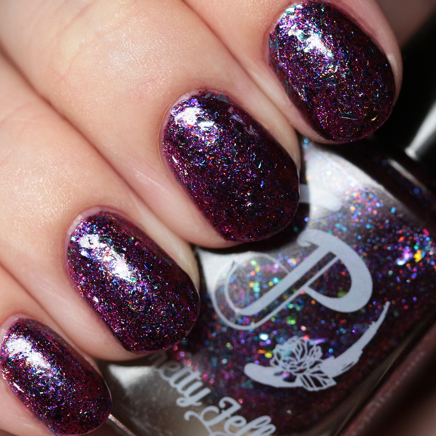 The Polished Hippy Pretty Jelly Nail Polish Boysenberry Bay for Fantasmic Flakies Swatches and