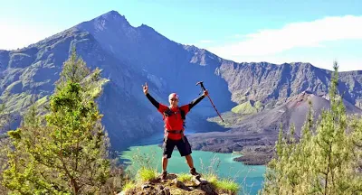 Plawangan Senaru crater rim altitude 2641 m of Mount Rinjani