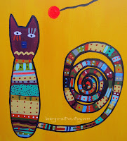 Cat Folk Art Painting