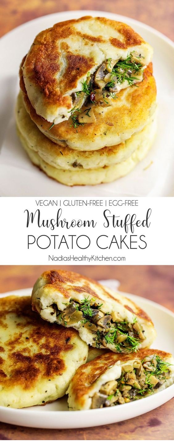 Mushroom Stuffed Potato Cakes