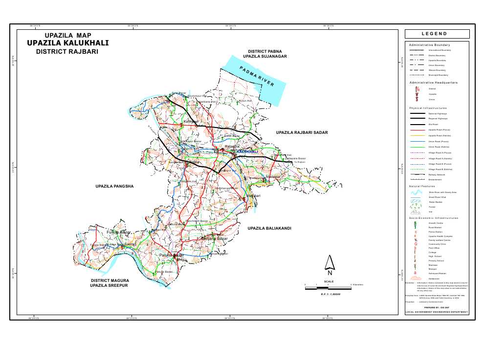 Kalukhali Upazila Map Rajbari District Bangladesh
