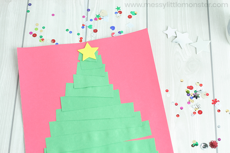 Paper Strip Christmas Tree Card for Kids - Made To Be A Momma