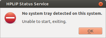 hplip no system tray detected