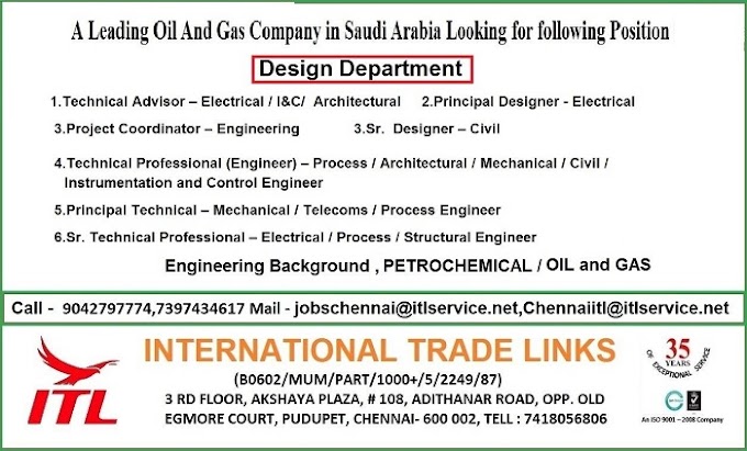 A Leading Oil & Gas Company looking for Experienced Engineers for Design Department