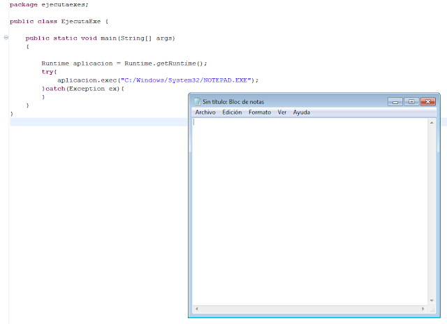 Líneas y Código: como ejecutar un programa desde java