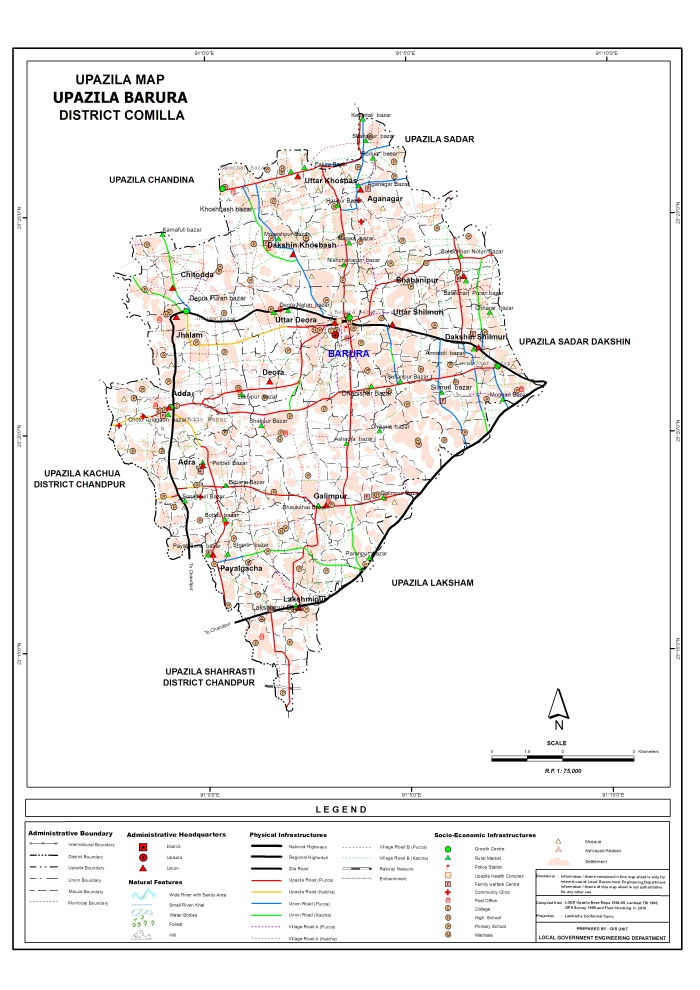 Barura Upazila Map Comilla District Bangladesh