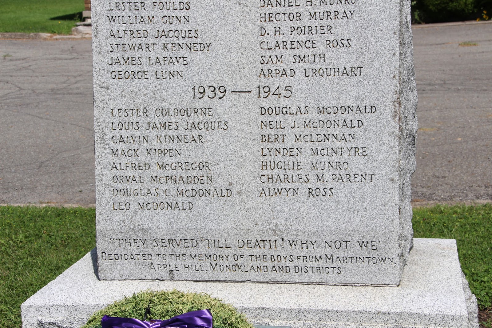 Memorials in Ottawa Apple Hill Cenotaph