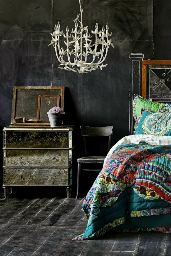 negro dormitorio vintage