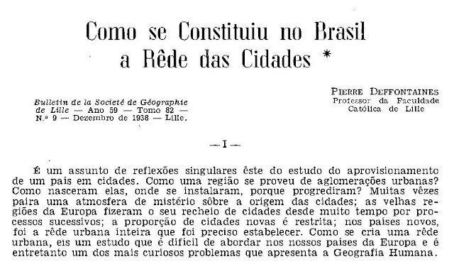 Cabeçalho da primeira parte da edição de 1944 de Como se Constituiu no Brasil a Rede de Cidades