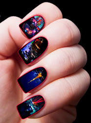 digital nail neon colors prints painted amazing designs hand five