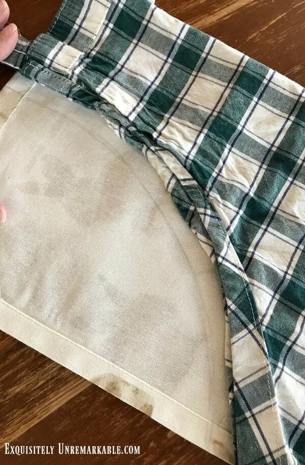 How To Make A Full Apron From A Towel using old apron as pattern