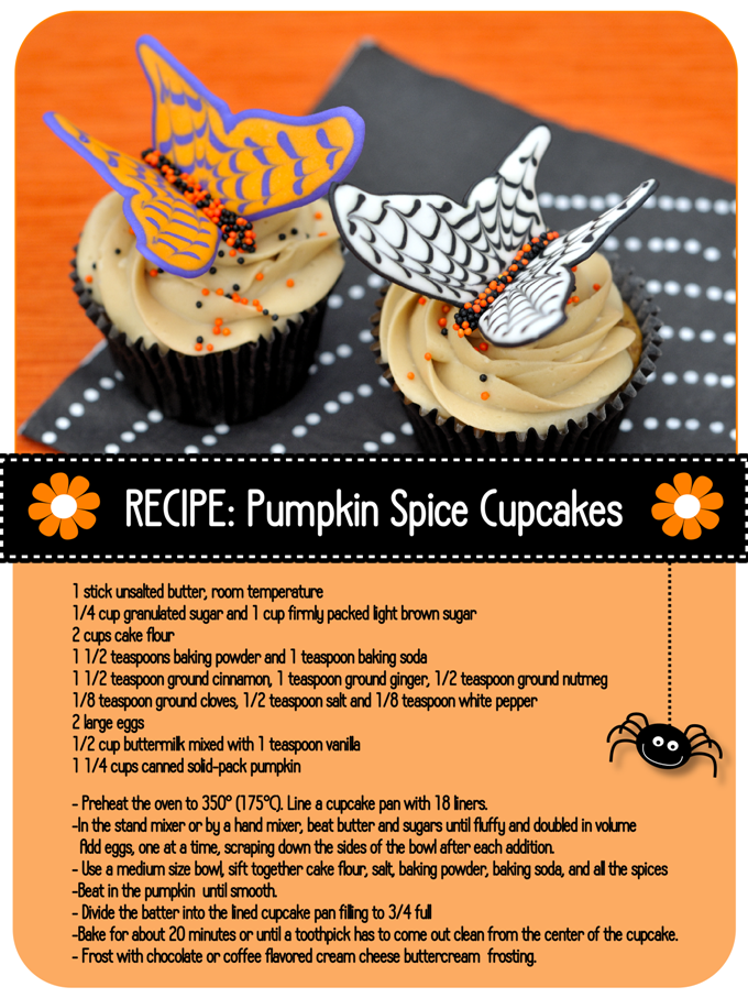 Pumpkin Spice Cupcakes Recipe - via BirdsParty.com