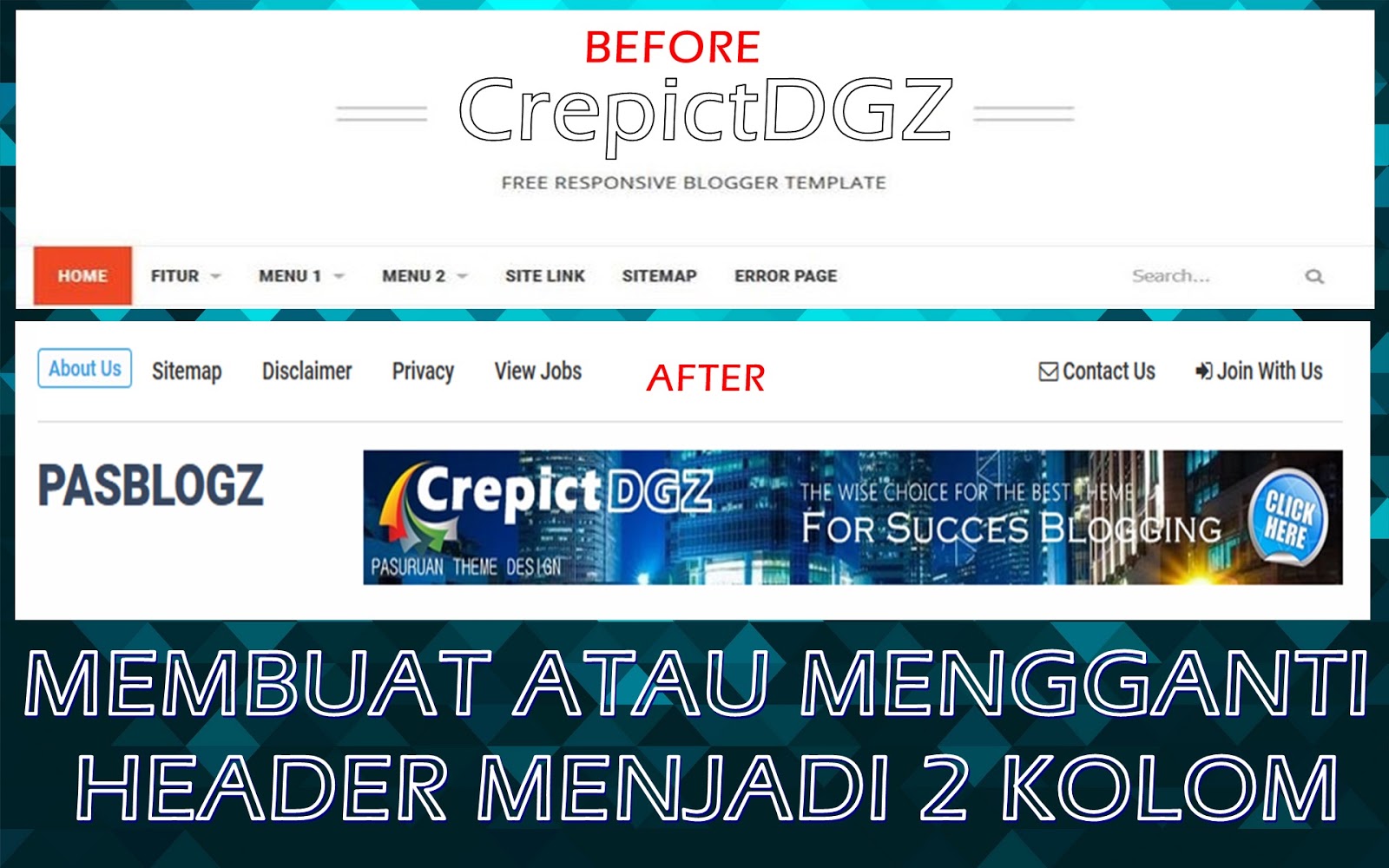 Membuat Header Blog Responsive | cara membuat mengganti header blog menjadi 2 kolom Membuat Header Blog Responsive | cara membuat mengganti header blog menjadi 2 kolom