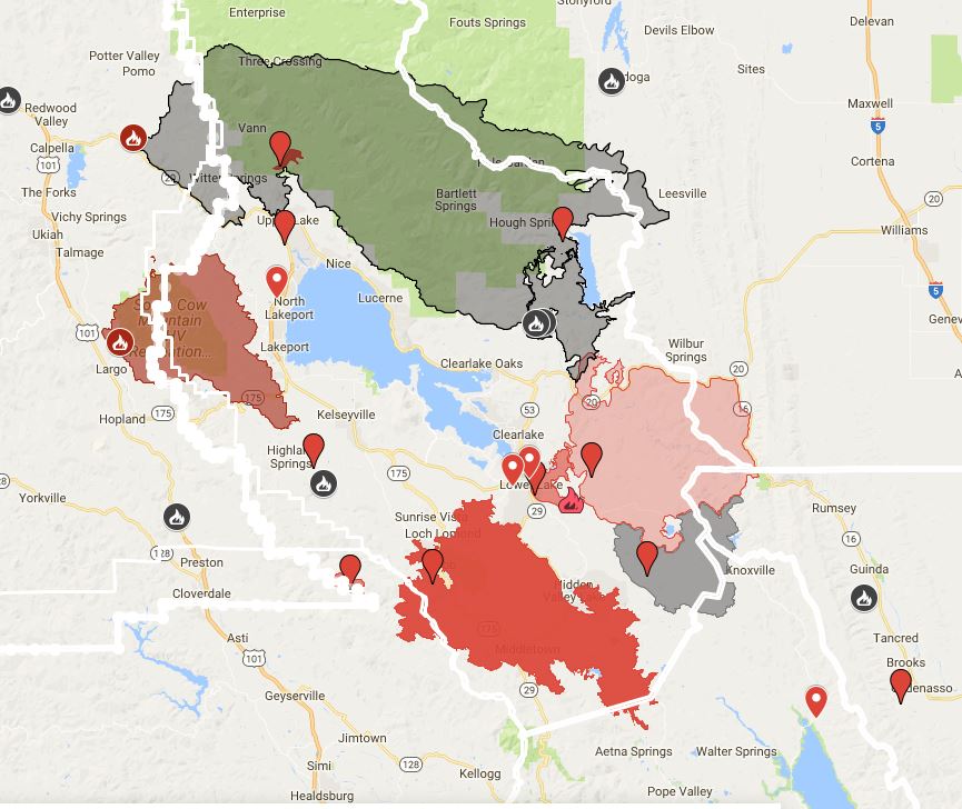 Marc Valdez Weblog: Lake County Fire Footprints for 2015, 2016, and 2018