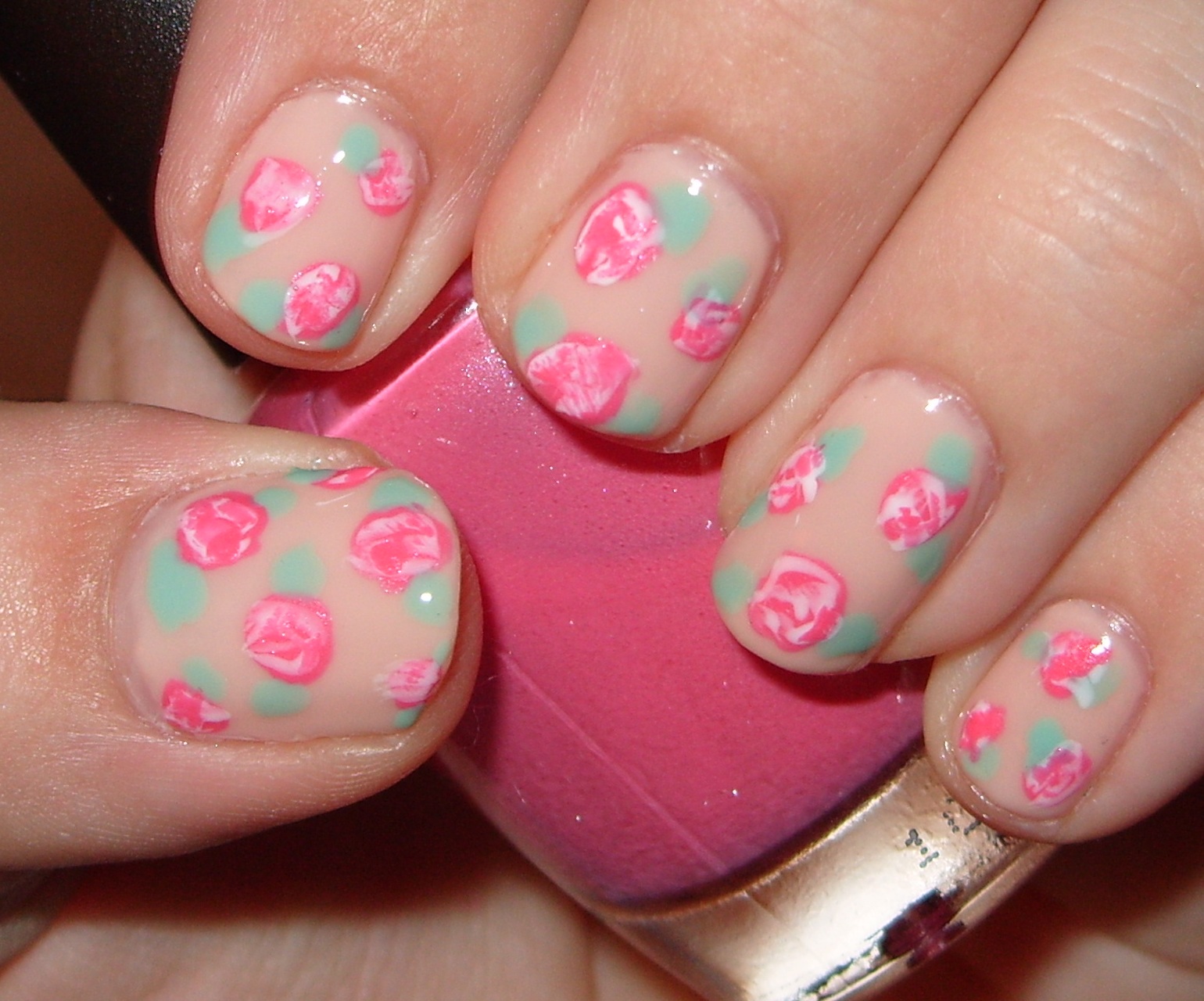 2. Rose Nail Art on French Tips - wide 4