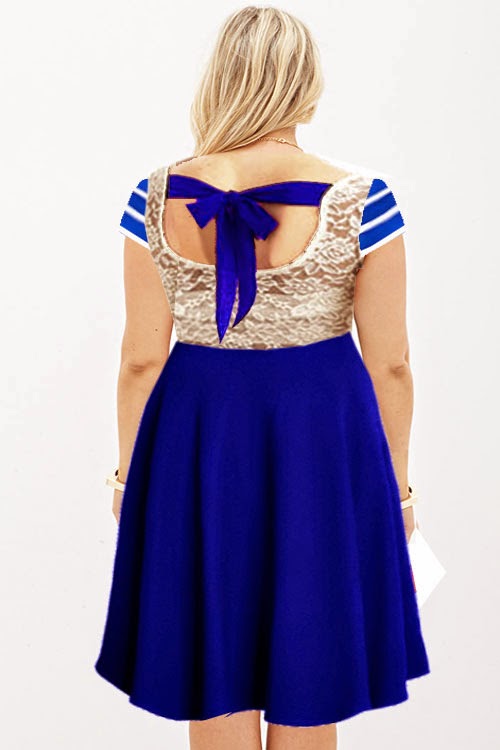 Baju size S s/d 6XL plus aksesoris Baby Blue White Striped Dress