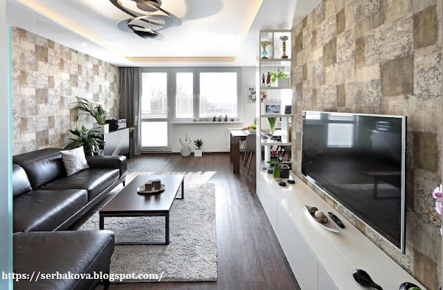 Квартира после объединения гостиной с кухней стала элегантнее и просторней