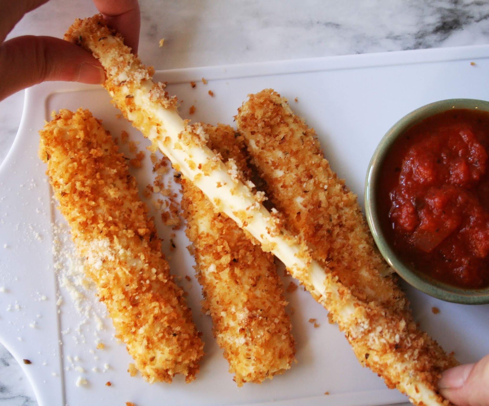 Baked Mozzarella Sticks Batter in the Bowl