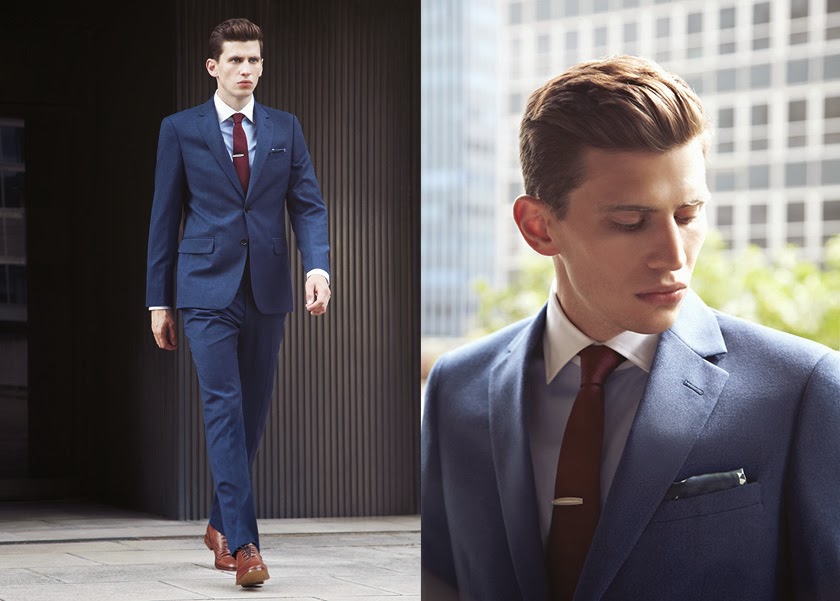 BEAUTY AND FASHION MENS BLUE DRESS SHIRT WHITE COLLAR