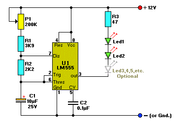 Strobe Flasher of Two LEDs - Electronics Circuit Projects and Circuit