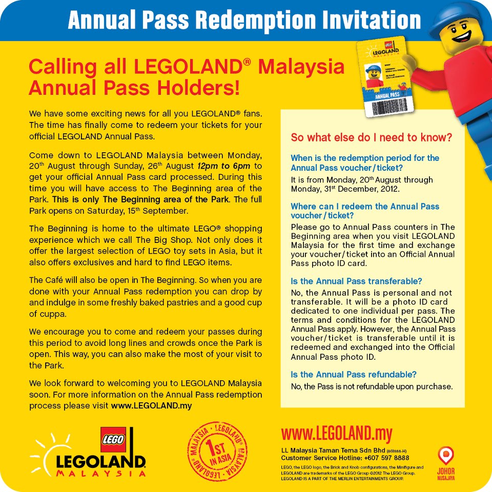 Legoland Malaysia Annual Pass Redemption and Toys R Us Lego Sale