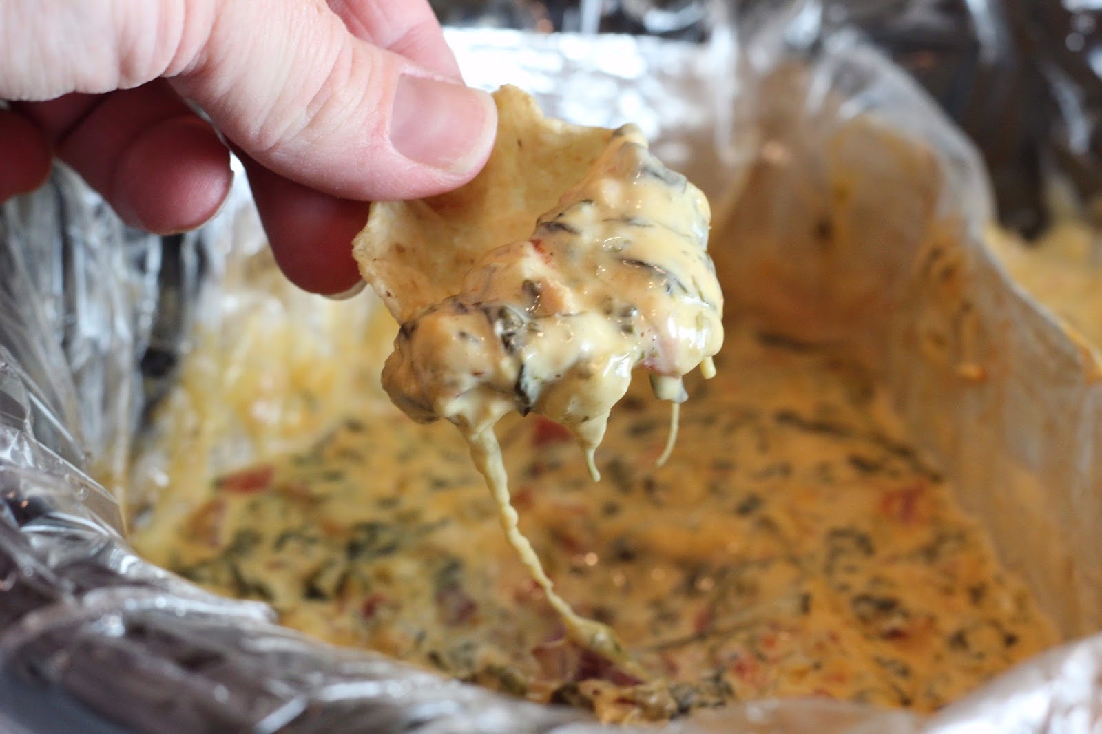 Crock Pot Spinach and Bacon Queso Dip Chasing Saturdays