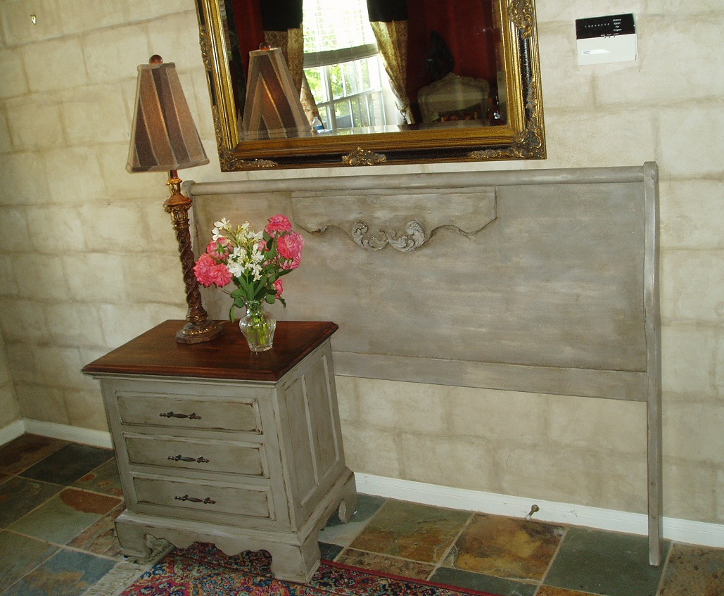 Faux Painting + Furniture SOLD! Grey Full Size Headboard & Nightstand