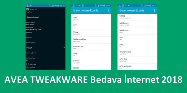 AVEA Türk Telekom TWEAKWARE ile Bedava İnternet 2018