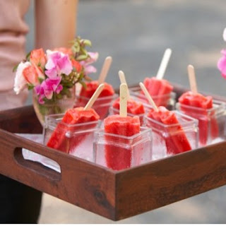 Cocktail popsicles on a serving tray