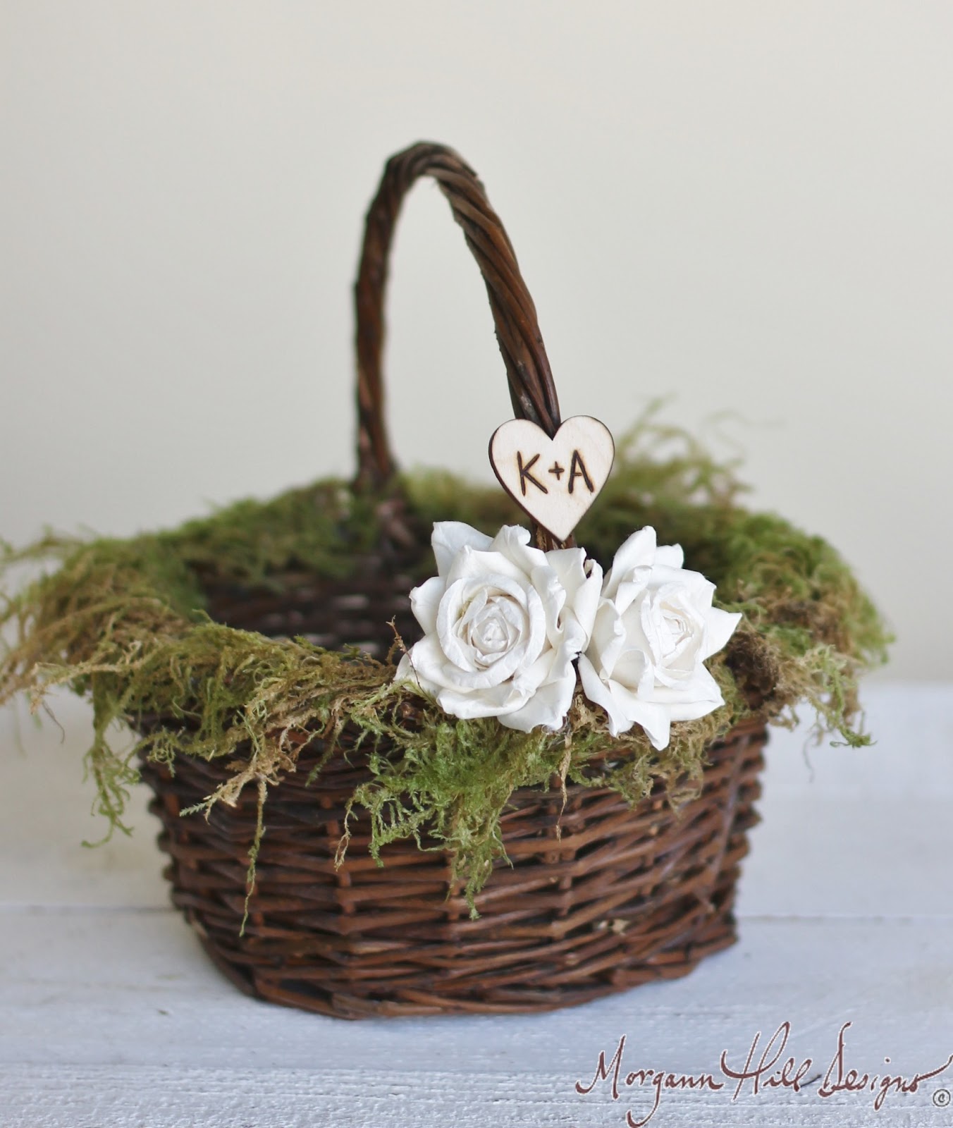 Hill Designs Personalized Flower Girl Basket Rustic Barn