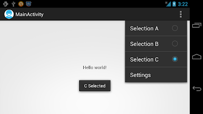Action Menu with grouped CheckBox