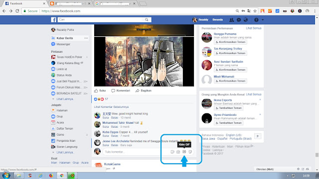 Cara Komentar Menggunakan Gambar Bergerak GIF di Facebook