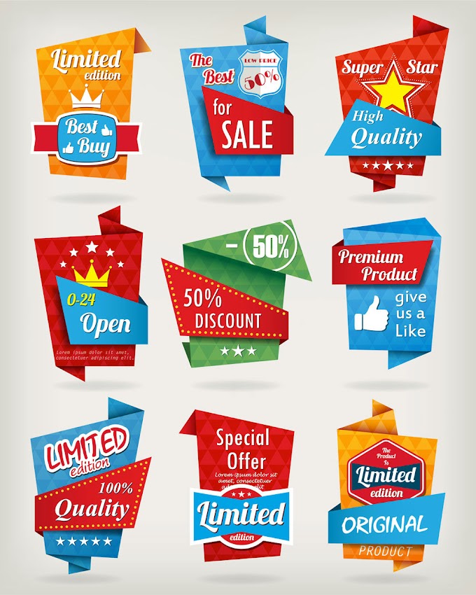 Creative color discount label vector material