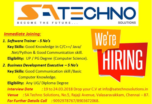 Jobs for computer science engineers freshers in chennai