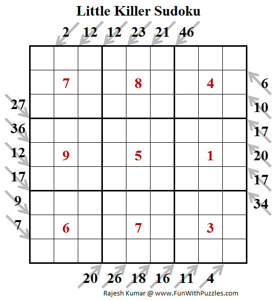 Little Killer Sudoku Puzzle (Fun With Sudoku #245)