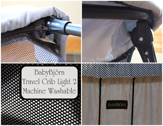 The BabyBjorn Travel Crib Light 2 Fabric is removable and machine washable