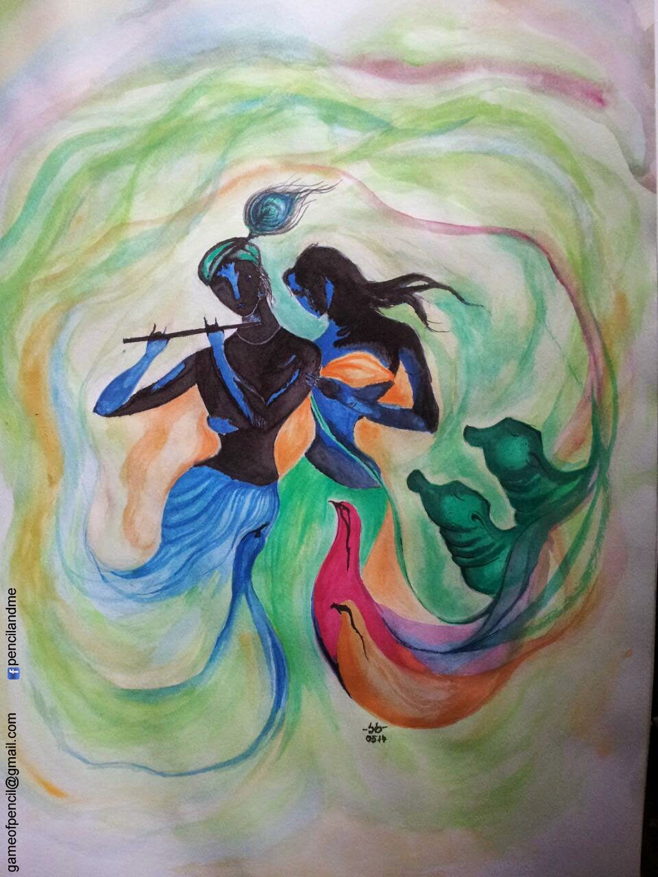 Radhe Krishna Watercolor Sathish's Gallery Pencil Sketches