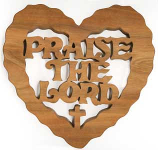 cross and praise the lord words made with wood image