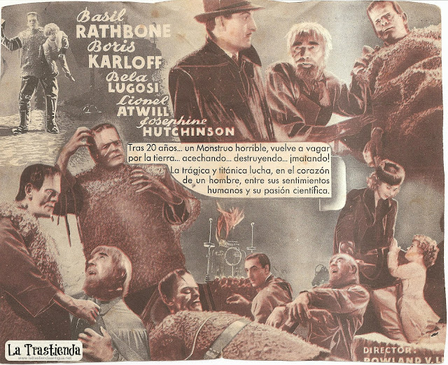 La Sombra de Frankenstein - Folleto de Mano - Basil Rathbone - Boris Karloff - Bela Lugosi