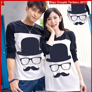 BA25 Baju Couple Moustace Hitam Model Couple Elzatta BM